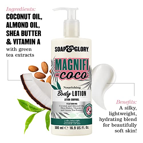 Soap & Glory Magnifi-Coco Body Lotion for Women - Coconut Scented Lotion for Dry Skin with Almond Oil, Shea Butter & Vitamin A - Vegan Body Moisturizer (16.9 fl oz) - Thumbnail 4