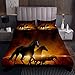 Horse Bedspread Queen,Western Animal Coverlet Set Wild Horse Printed Bedding Set for Kids Adult Boys Man Bed Comforter Set,Soft Breathable Quilt Set for Room Decor,Black Brown