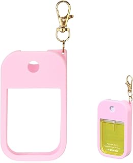 Hand Sanitizer Spray Case Compatible with Touchland Power Mist 1 oz – Silicone Case with Keychain for Touch Land Mist 1 fl oz（30 ml）, Hydrating Hand Sanitizer Accessory for 1 fl oz (Pink, 1 Pack)