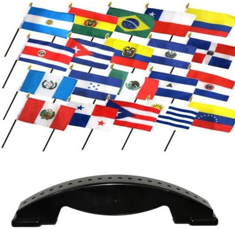 Moon Knives 4x6 Latin American Country 20 Desk Set Table Stick Flags w/20 Hole Base Stand - Party Decorations Supplies For Parades - Prime Outside, Garden, Men Cave Decor Flag