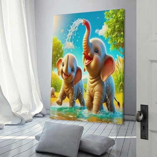 Peintures sur toile éléphant décoration murale mignonne maison 40x60