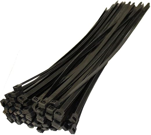 Webshoppers Teeth Grip Nylon Self Locking Cable Ties, Black (200 mm x 3.6 mm, 8 inch, Pack of 100) - Heavy Duty Strong Zip...