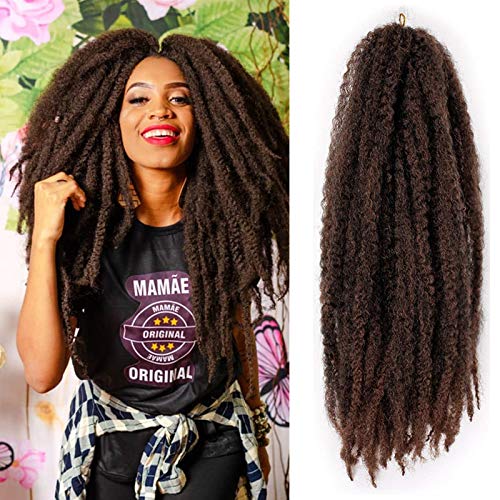 6 Packs Marley Twist Hair 24 inch Afro Kinky Curly Marley Braids Hair Extension For Twists Synthetic Fiber Marley Braiding Hair For Faux Locs (T1B/30#)