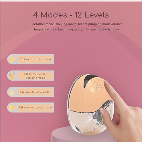 Miniatura 2 de Likac - Extractor de leche manos libres portátil y recargable, 4 modos y 12 niveles de intensidad, bomba de lactancia discreta para madres posparto
