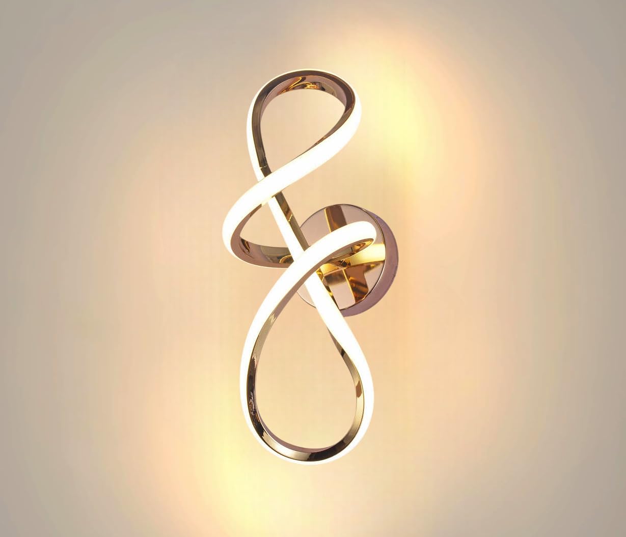 Groeien Modern 3 Color LED Wall Sconce Infinity Curve Wall Light for Bedroom Living Room Corridor Lighting Fixtures Wall Mount(Warm+Natural+Coolwhite)(Infinity Curve)