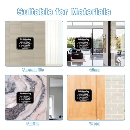 Image of No Soliciting Sign for Front Door,Self-Adhesive Elegant Do Not Knock or Ring Doorbell No Soliciting Sticker for Home, No Solicitors Sign for Doorbell, House Door, Home, Office 6.3''x4.3''