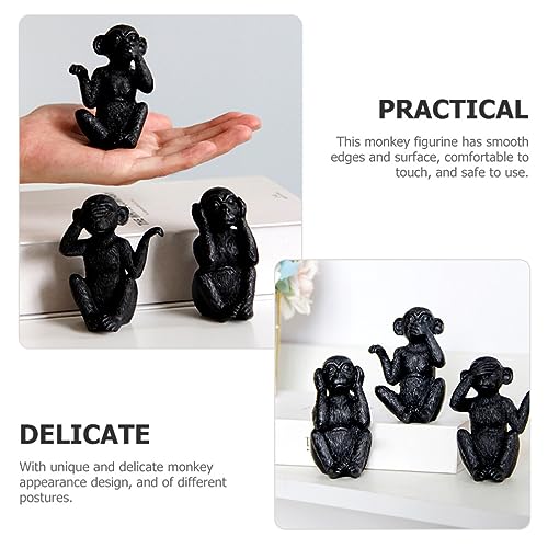 Set de 3 estatuas de mono de resina decorativas miniatura 3