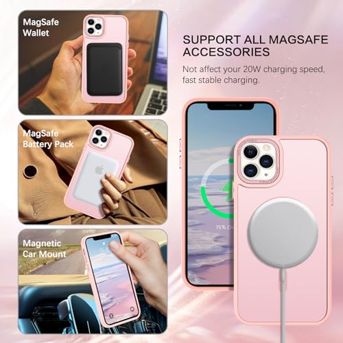 Coque iPhone 11 Pro translucide mate rose et fine coque magnétique Magsafe - 2