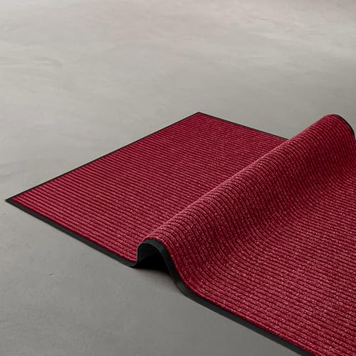 Image of MaxMat Extra Large Commercial Door Mat, Rubber Border Heavy Duty Door Mat, Waterproof, Low-Profile, Easy to Clean, Rubber Entry Mat. (Red, 3 x 10 Feet)