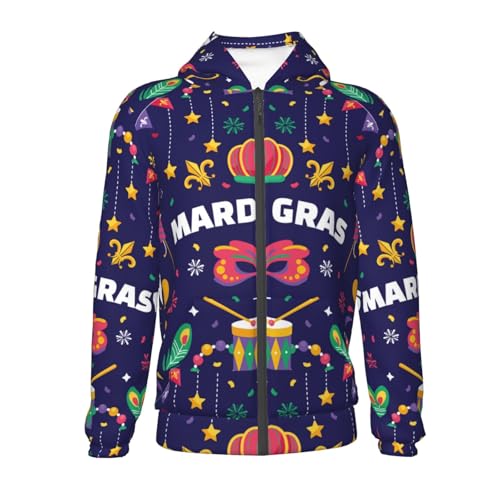Happy Mardi Gras Kids Pullover Hoodies Boys Zip Up Sweatshirts Girls Athletic Clothes with Pocket2