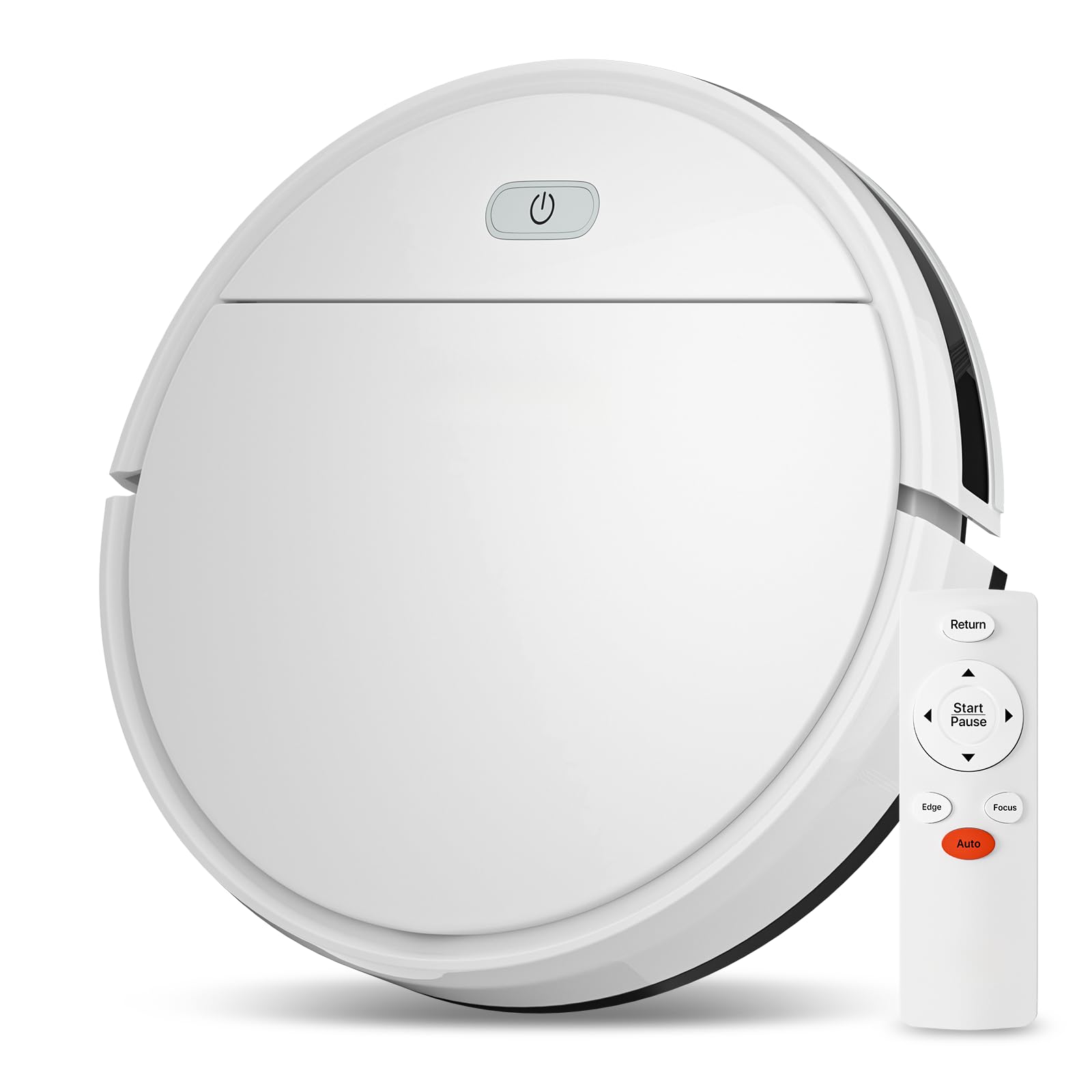 Magshion Robot Vacuum Cleaner, 90 Mins Runtime and Auto Self-Charging, Ideal for Low Carpet Pet Hair Hard Floors, White
