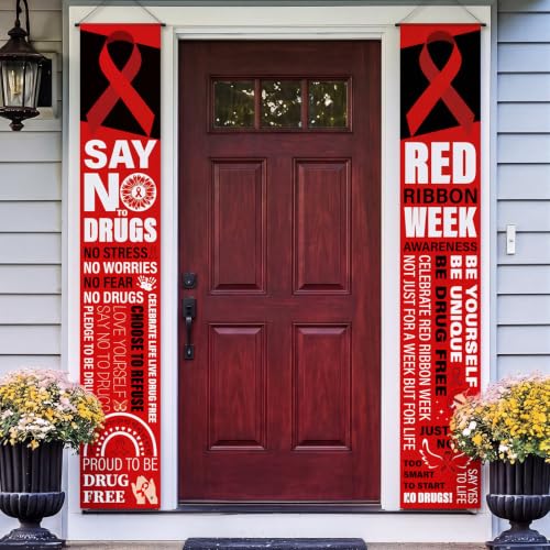 DoubleFill 2 Pcs Red Ribbon Week Decorations Drug Free Awareness