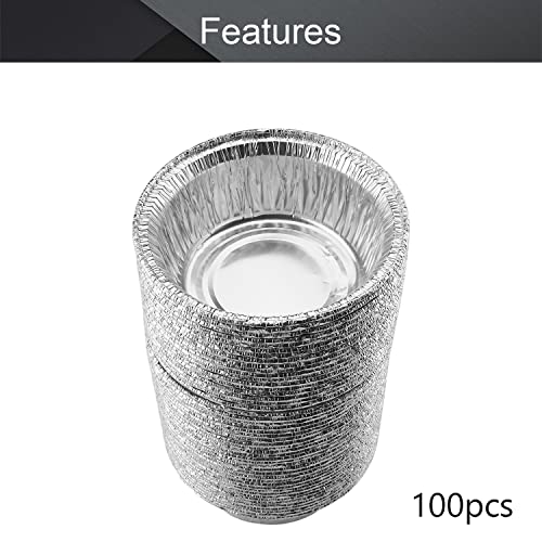Image of Othmro 4.7 inchx1.7 inch(DiaxH) Aluminum Foil Food ContainersDisposable Takeout Pans, 100pcs Round Pans 250ml Aluminum Foil Pans for Cooking, Baking, Heating, Storing, Food Prepping