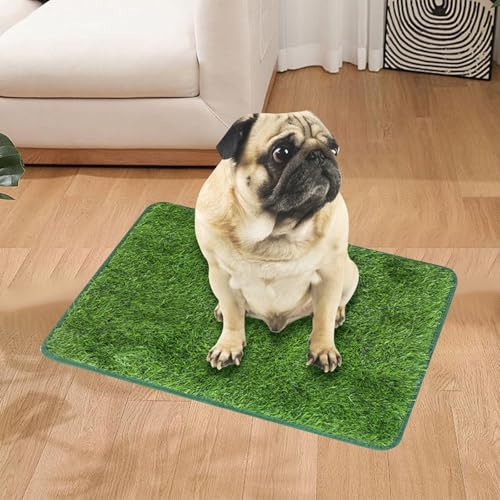 Kunstrasen Hundeklo Welpen Balkon Hundetoilette Ersetzen Rasen Welpentoilette Wiederverwendbar Training Pee Pads für Kleine Grosser ältere Hunde Hundeklo Rasen (Grün, 46x70cm)