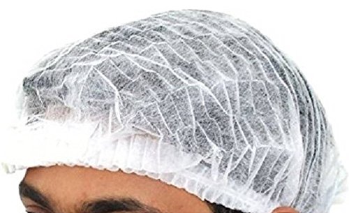 Aurum Creations Disposable Stretchable White Caps - Cover Hair for Cooking & Hygiene