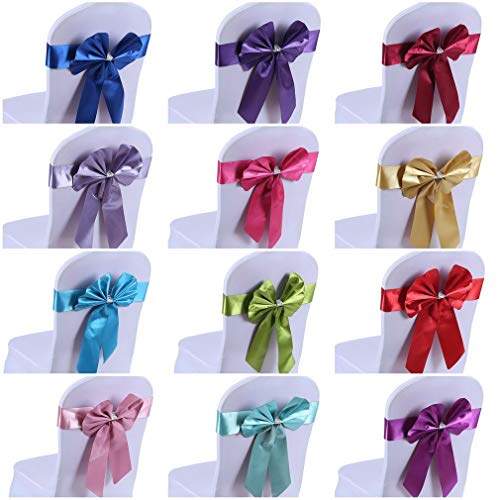 Lazos para sillas de piel sintética decorativos color morado pack de 30 JK 5