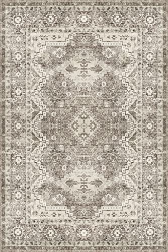Rugland Stain Resistant Washable Rug, Anti Slip Backing Rugs For Living Room, Boho Vintage Tribal Area Rugs (Tpr07-Ivory, 8'X10') #TOP1