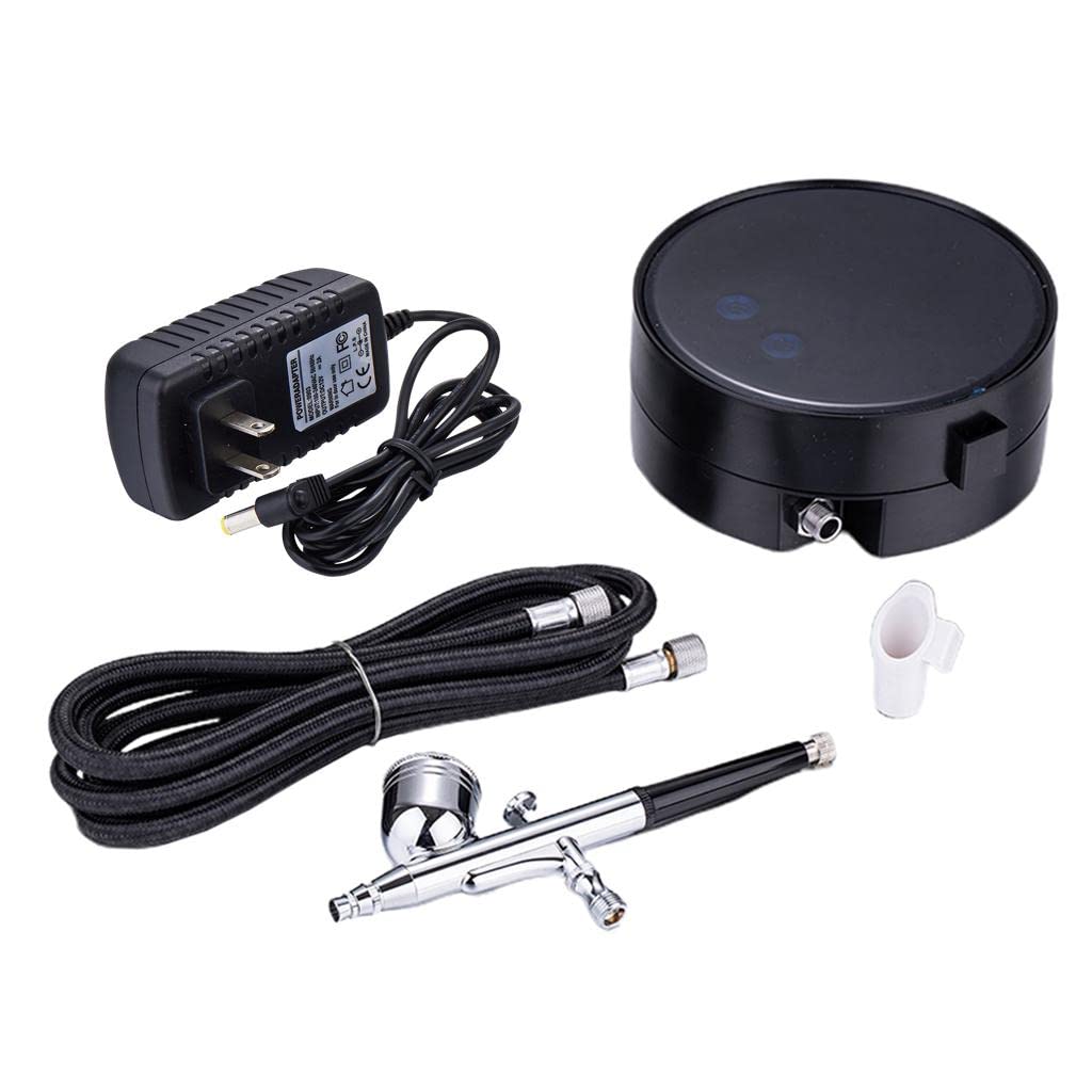 Tattoo Gizmo Aerograph Portable,Light Weight,High Performance Airbrush Compressor Kit,Dual Action Gun for Art, Craft, Makeup,Cake Decoration, Temporary Tattoos (AG-300K-Auto (Black))-image-21