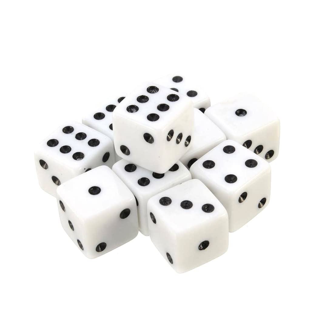 100 Pezzi da Dadi Bianchi da 8 mm Set di Dadi Bianchi con Punti Neri cubi da Gioco da Date a 6 da Faccia a 6 Lati per Le Forniture per Le Forniture per Feste