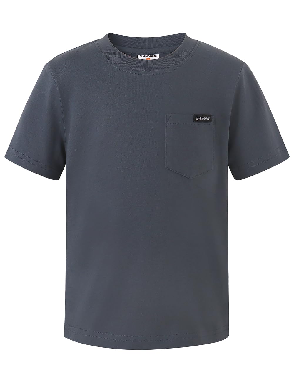 Spring&GegeBoys Short Sleeve Heavyweight Pocket T-Shirt Kids Cotton Crewneck Tee Shirts