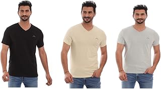 تيشرت برقبة على شكل حرف V رجالي من كليوكوتون مجموعة 3 قطع