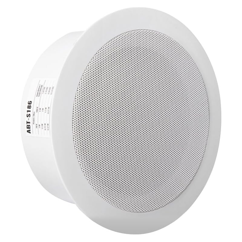 Dieffematic Intevio ABT-S186 Altoparlante da Soffitto 6W a Basso Profilo per Incasso 100V Antincendio Bianco RAL 9003