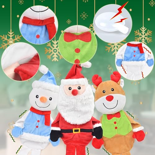 LECHONG 3-Pack Weihnachten Hundespielzeug, Hund Quietsche Spielzeug Plüsch Hund Kauspielzeug Bundle, interaktive Weihnachten Hundespielzeug für Welpen kleine mittlere große Hunde