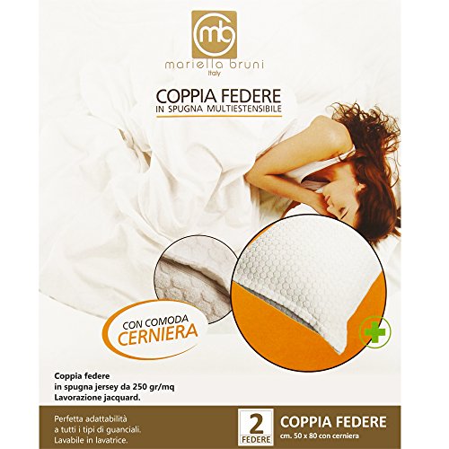 Mariella Bruni Coppia Federe Salva Cuscini Spugna Elasticizzata con Cerniera Alta qualità 50x80 cm