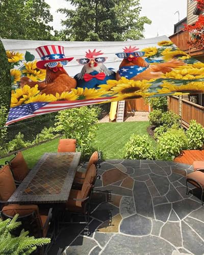 Sunflower Independence Day Sun Shade Sail Outdoor 6.5'x10', 4th of