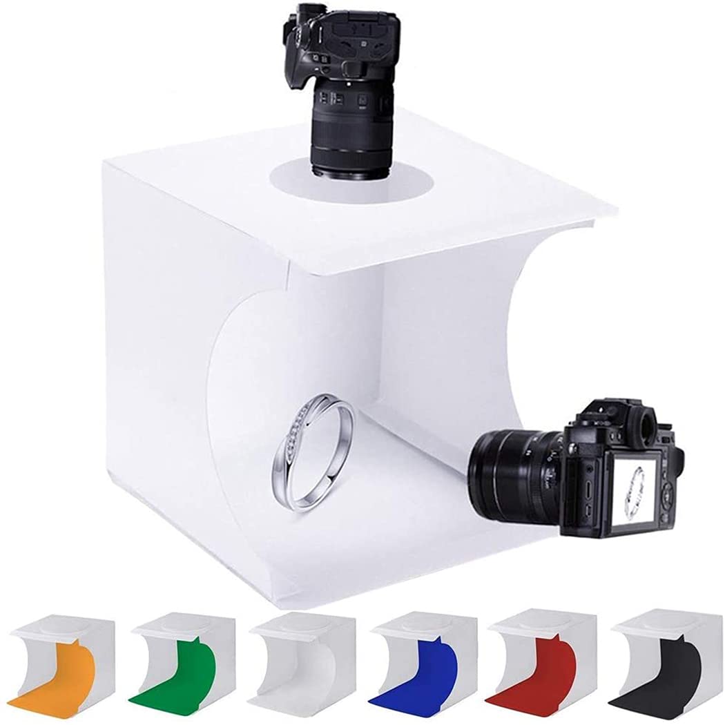 AMERTEER Portable Photo Studio Box Kit for Jewellery and Small Items Portable Folding Photography Tent Light Box Booth, Home Shooting Tent Kit- 2x20 LED Lights with 6 Colors Backdrops