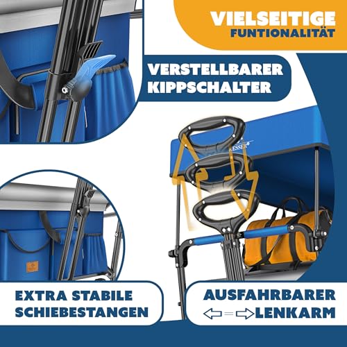 Carro plegable para camping KESSER® con techo e impermeable para intemperie 6