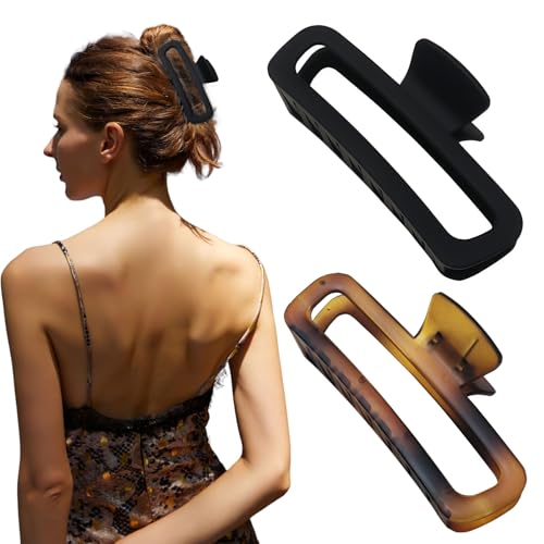 Nalodu Large Matte Claw Clips, 2-Pack (5-Inch, Neutral)