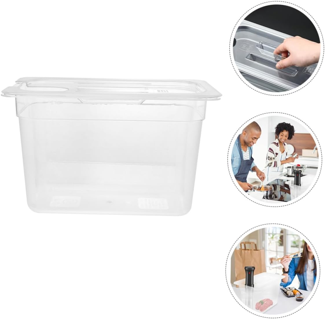 Happyyami Slow Cooking Container with Lid Transparent Storage Case for Healthy Meal Prep Cooking Supplies for Soups Stews and More