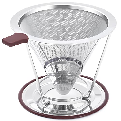Comparison: Best Metal Coffee Dripper 4 Pour Over Coffee Dripper, MISETTO Stainless Steel Filter,Easy to Clean Paperless pour over coffee maker,Reusable Filter,Cone Dripper with Removable Cup