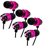 Bastex Universal Hot Pink Earphone/Ear Buds (3 pk),3.5mm Stereo Headphones in-Ear,Tangle Free Cable, with Built-in Microphone Earbuds for iPhone iPod iPad Samsung Android Mp3 Mp4 and More