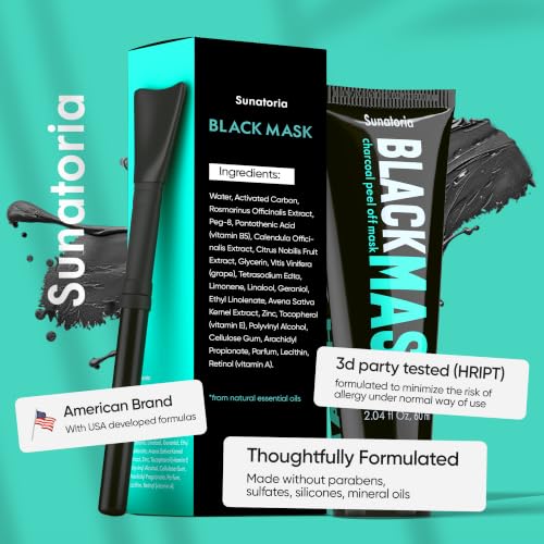 SUNATORIA Original – Black Peel Off Face Mask – Charcoal Pore Mask – Helps Remove Excess Oil & Lift Away Surface Impurities – Botanical Extracts for Smooth Skin Feel - Vit. A, E, B5, 2.04 fl oz - Image 4