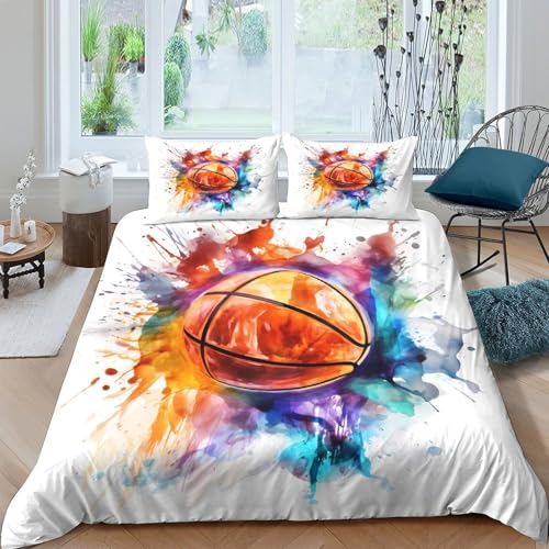 Housse de couette 140x200 basket parure lit microfibre douce ado garçon 3D - 4