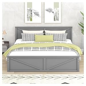 COCOSILIYA Wooden Platform Bed with Four Storage Drawers and Support Legs,Lits