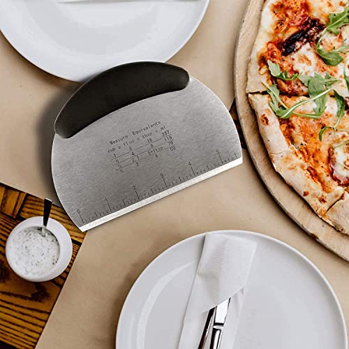3 Pcs Dough Scraper Cutter Kitchen Scraper,1 Stainless Steel Pizza Spatula with Handle and Measuring Scale,2 Plastic Dough Cutter for Cakes, Pizza, Bread Cutting, Kitchen Supplies - Image 6