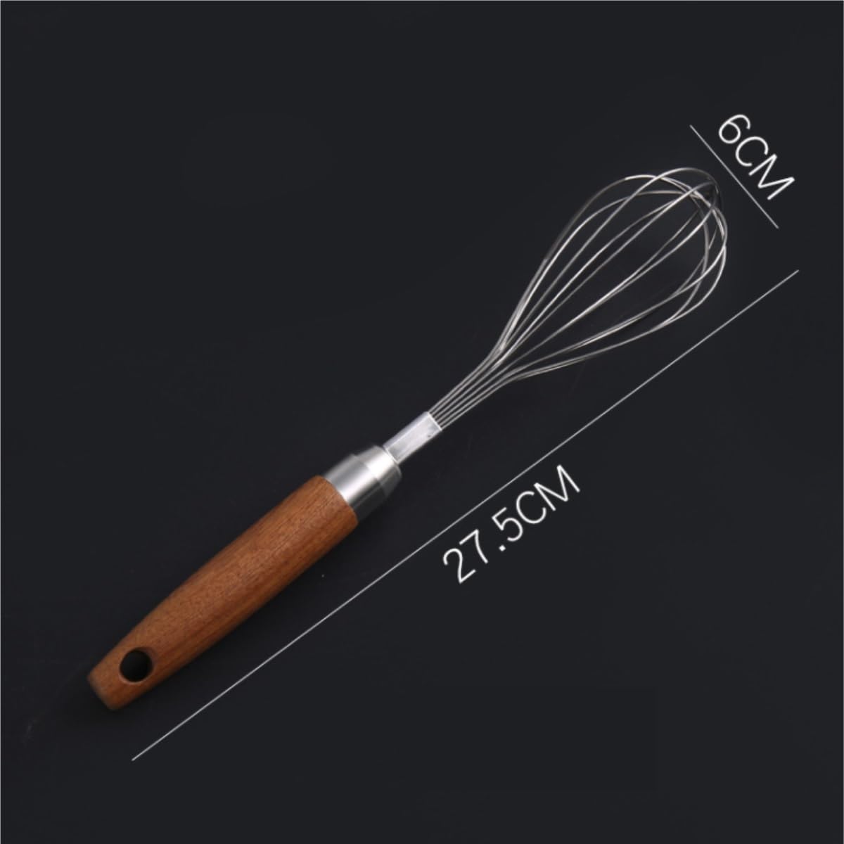 Sbattitore Uova Utensili da Cucina con Manico in Legno in Acciaio Inossidabile, Mixer Manuale for Uso Domestico, Sbattitore for Uova, Farina, Crema, Frusta Utensili Cucina(27.5x6cm)
