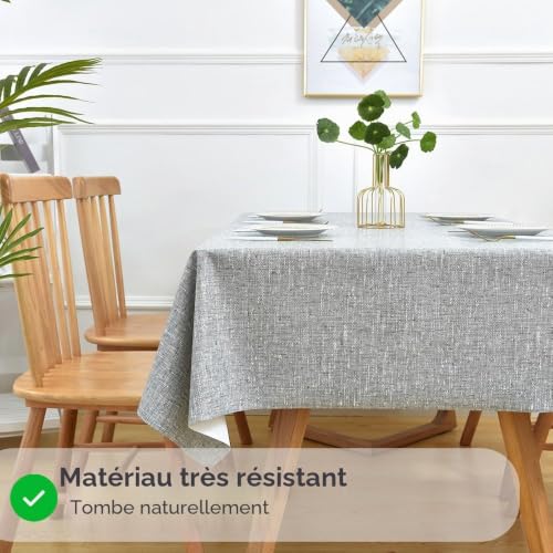 Nappe de Table Plastique Imperméable en PVC Gris Rectangulaire 137x250 cm - 5