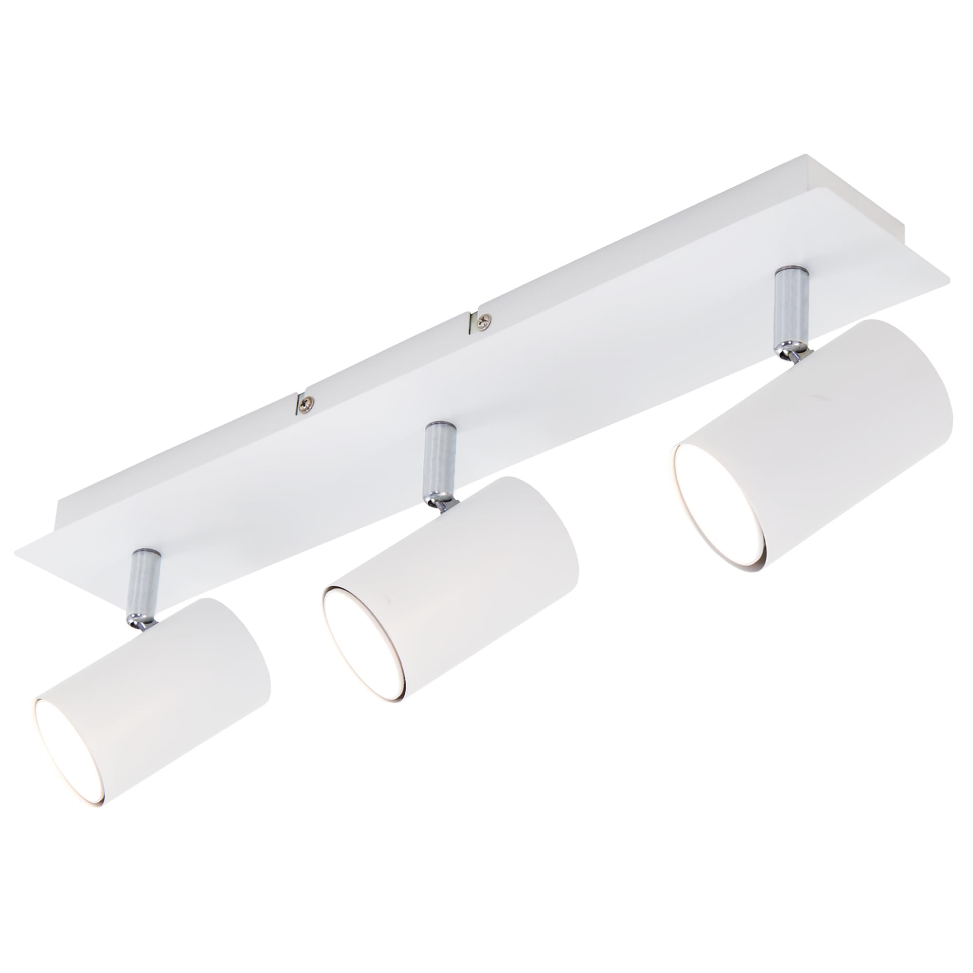 Briloner Leuchten - Plafoniera LED da soffitto con 3 faretti orientabili, adatta per 3 lampadine GU10 da max. 40 Watt non incluse, Lampada da soffitto moderna per cucina o salotto, Metallo bianco