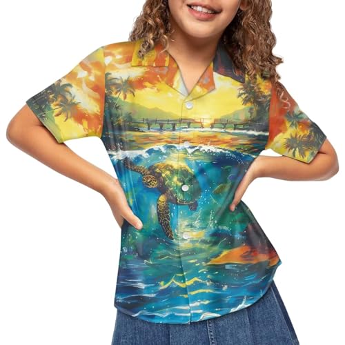Boys Girls Clothes Short-Sleeved Buttoned Shirt Cool Hawaiian Shirts4