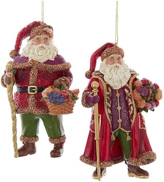 Kurt Adler Sugar Frost Santa Ornaments