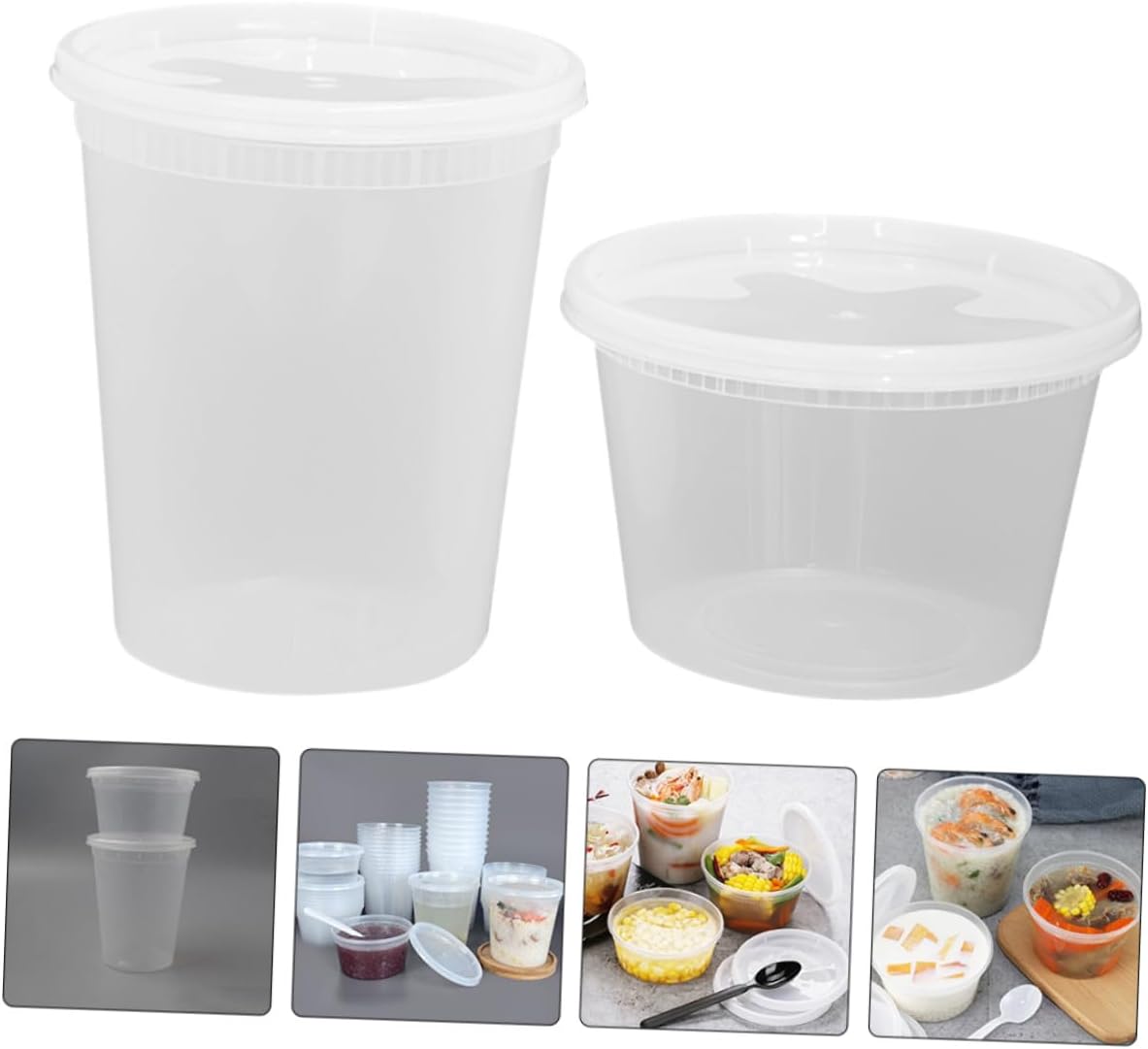 Gatuida Disposable Soup Bowls 16oz 32oz Hot Cold Soup Containers with Lids 50pcs Portion Cups for Takeout Meal Prep and Food