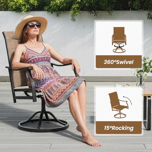 Image of Soohow Patio Dining Set for 6, 7-Piece Outdoor Dining Table and Chairs Set, 6 x Swivel Outdoor Chairs with Paded Textilene and 60 inchx35 inch Patio Table with 1.57 inch Umbrella Hole for Poolside, Backyard