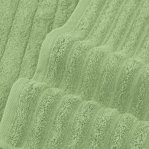 Image of Elegant Comfort 100% Turkish Cotton Corduroy Ribbed Luxury Bath Towels 6-Piece Set, Premium Feel - Quick Dry, Highly Absorbent, Contains 2 Bath Towels, 2 Hand Towels, and 2 Washcloths, Sage