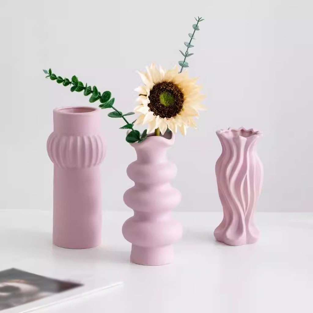 Blumenvase Lila Moderne dekorative Keramikvase, getrocknete Blumenvase, Blumenarrangement-Ornamente for Esstisch und Wohnzimmer Wohndeko