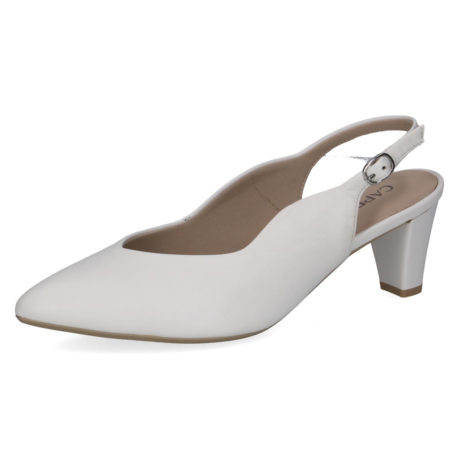CAPRICE Women's Leather Pumps, White (White Nappa), 5 UK
