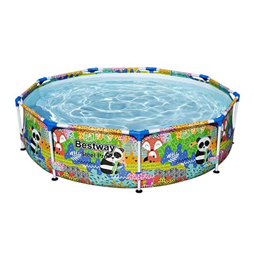 Bestway - Piscina Redonda Animales, Estructura Metalica, Ø274X66Cm, Estampado Animal Ideal Niños, 3221 Litros